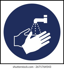 Handwashing flat simple vector symbols illustration.Hand wash symbol or icon with water droplets.