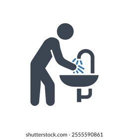 Handwashing for hygiene Icon on white background