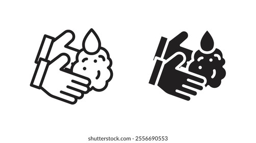 Handwashing icon set in Thin line black color.