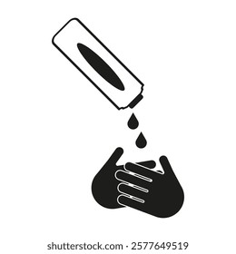 Handwashing icon. Soap dispenser symbol. Hygiene vector image. Droplets illustration.