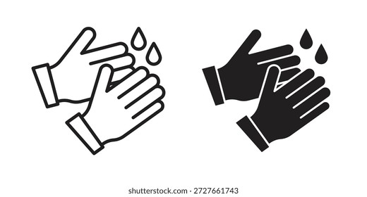 Handwashing icons collection. Thin linear and black flat icons