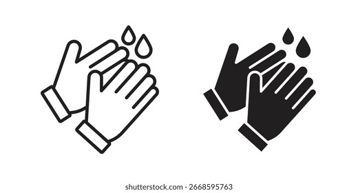 Handwashing Icons in Line and Solid Styles Isolated on White Background