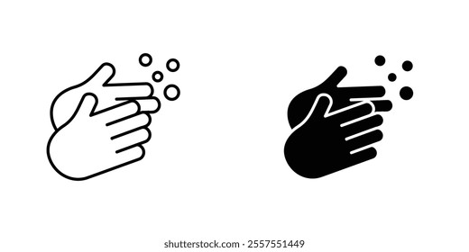 Handwashing outlined and solid icon vector collection.