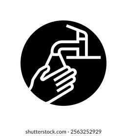 handwashing reminder glyph icon vector. handwashing reminder sign. isolated symbol illustration