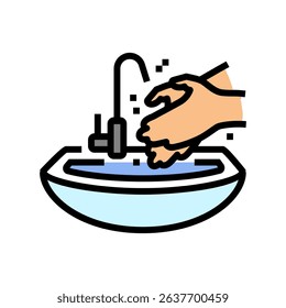 handwashing at sink color icon vector. handwashing at sink sign. isolated symbol illustration