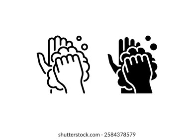 Handwashing with soap icon for hygiene Vector