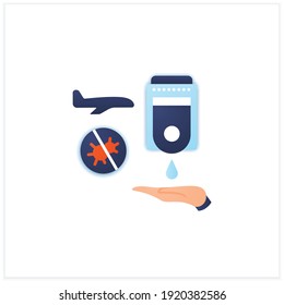 Handwashing station flat icon. Touchless devices to disinfection hands on airplanes. Protection from bacteria and virus. Airport new normal concept. 3d vector illustration