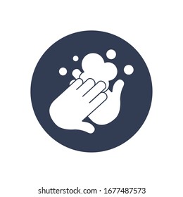 handwashing symbol icon over white background, block style, vector illustration