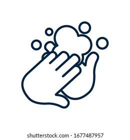 handwashing symbol icon over white background, line style, vector illustration