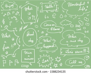 handwitten speech bubble frame with letters - white line -