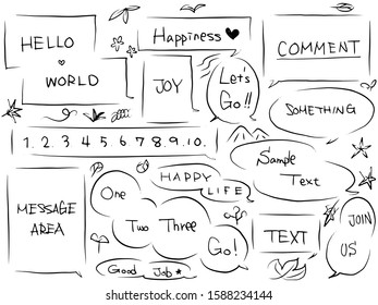 handwitten speech bubble frame with letters