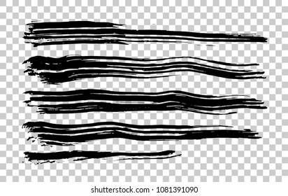Handwrite Brush strokes set. Handmade design elements. Isolated object. Vector Illustration.