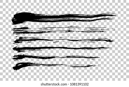 Handwrite Brush strokes set. Handmade design elements. Isolated object. Vector Illustration.
