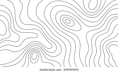 Die stilisierte Höhe der topographischen Konturkarte in Linien und Konturen. Das Konzept eines bedingten geografischen Programms und des Geländewegs. Vektorgrafik.