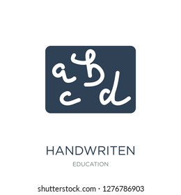 handwriten alphabet icon vector on white background, handwriten alphabet trendy filled icons from Education collection, handwriten alphabet vector illustration