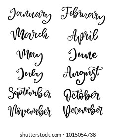 Digital Calligraphy Set Months Year Handwritten Stock Vector (Royalty ...