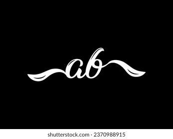 Diseño del logotipo de la letra manuscrita ab. plantilla vectorial de diseño de logotipo ab en fondo negro.