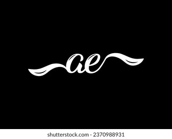 Handwritin letter ae logo design. ae logo design vector template in black background.