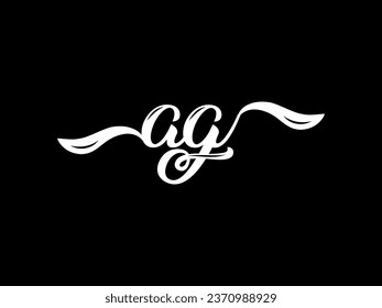 Handwritin letter ag logo design. ag logo design vector template in black background.