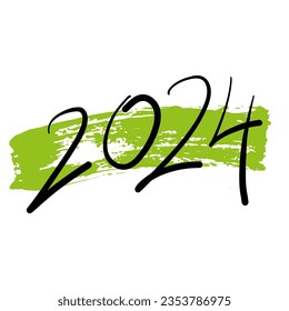 Handwriting 2024 numbers. Vector illustration.