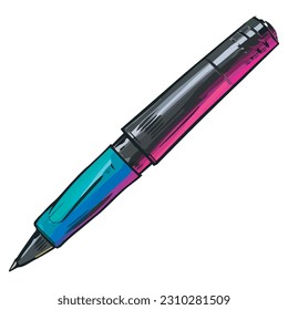 Handwriting activity with pen close up isolated