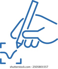 Autenticación de escritura a mano, autenticación biométrica, ilustración editable del icono del Vector de línea