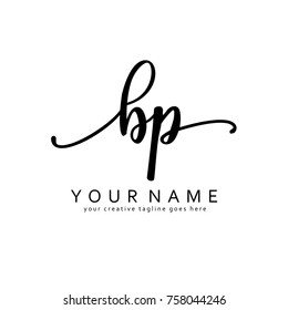 Handwriting B & P initial logo template vector