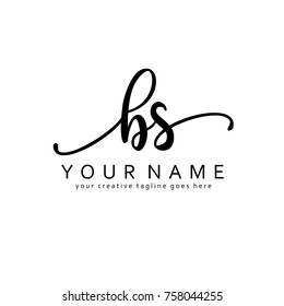 Handwriting B & S initial logo template vector