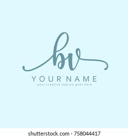 Handwriting B & V initial logo template vector