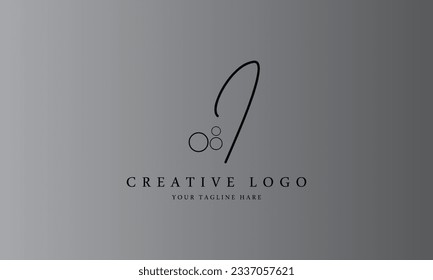 I handwriting black simple creative modern style logo design with gradient background 