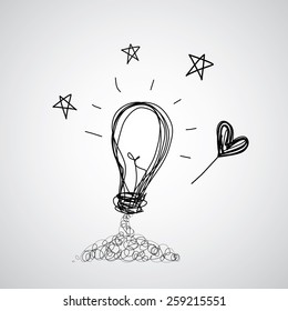 handwriting bulb light idea vector cartoon 