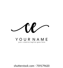Handwriting C & E initial logo template vector