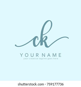 Handwriting C & K initial logo template vector