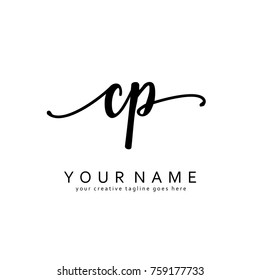 Handwriting C & P Initial Logo Template Vector