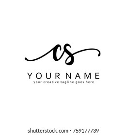 Handwriting C & S initial logo template vector