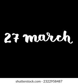 Handwriting calendar March fancy black and white script