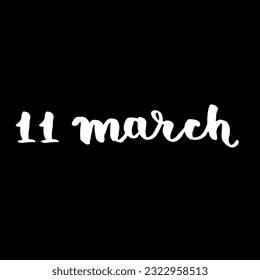 Handwriting calendar March fancy black and white script