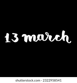 Handwriting calendar March fancy black and white script