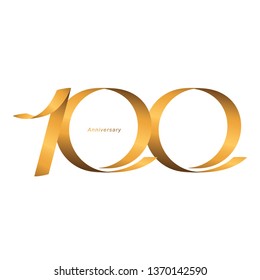 Handwriting, Celebrating, anniversary of number 100th year anniversary, birthday. Luxury duo tone gold brown for invitation card, backdrop, label, logo , advertising or stationary - Vector