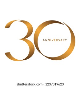 Handwriting, Celebrating, anniversary of number 30th year anniversary, birthday. Luxury duo tone gold brown for invitation card, backdrop, label, logo , advertising or stationary