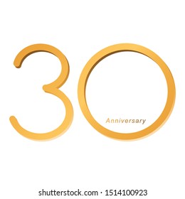 Handwriting celebrating, anniversary of number 30th year anniversary, Luxury duo tone gold brown for invitation card, backdrop, label or stationary