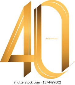 Handwriting celebrating, anniversary of number 40 40th year anniversary, Luxury duo tone gold brown for logo, icon, decorate, invitation card, birthday, backdrop, label or stationary