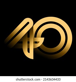 Handwriting, Celebrating, anniversary of number 40th year anniversary, birthday. Luxury duo tone gold brown for invitation card, backdrop, label, logo , advertising or stationary