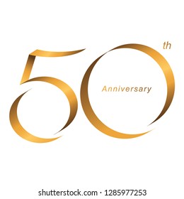 Handwriting, Celebrating, anniversary of number 50th year anniversary, birthday. Luxury duo tone gold brown for invitation card, backdrop, label, logo , advertising or stationary