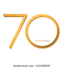Handwriting celebrating, anniversary of number 70th year anniversary, Luxury duo tone gold brown for invitation card, backdrop, label or stationary