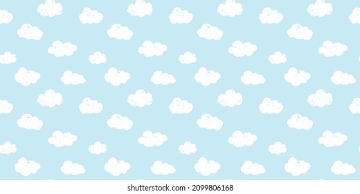 Handwriting clouds background. Seamless pattern. Vector.