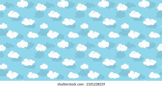 Handwriting clouds background. Seamless pattern. Vector.