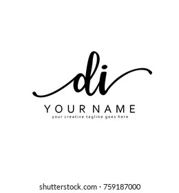 Handwriting D & I initial logo template vector