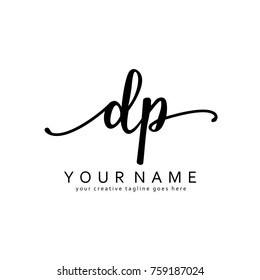 Handwriting D & P initial logo template vector