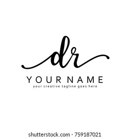 Handwriting D & R initial logo template vector